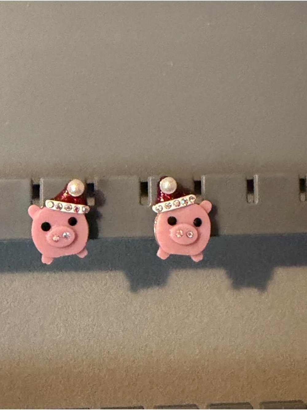 Pink Piglet Holiday Stud Earrings